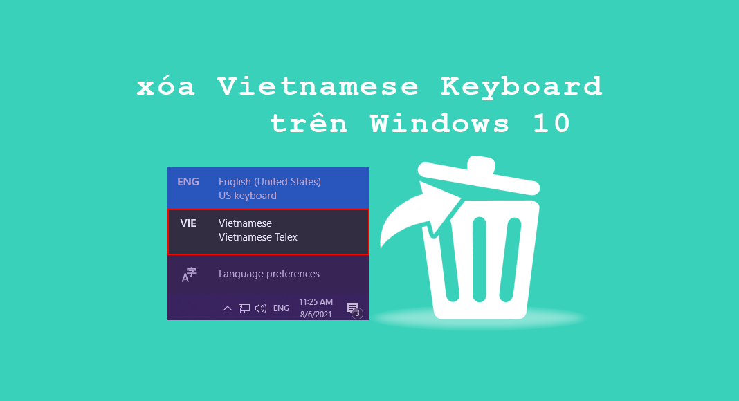 Xóa bàn phím Tiếng Việt trên Windows 10